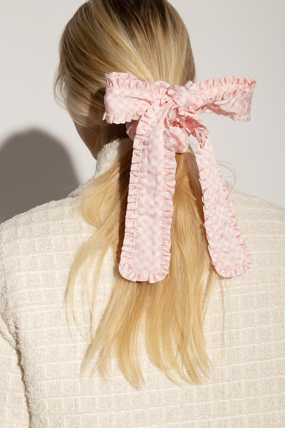 Pink Checked scrunchie Ganni - SchaferandweinerShops Italy